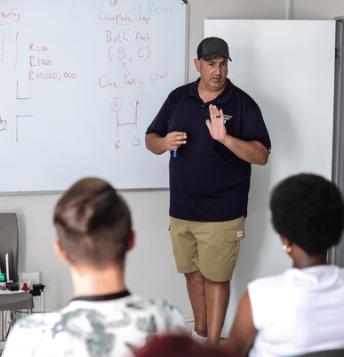 Francois Kotze teaching a class at Kimberley Driving School